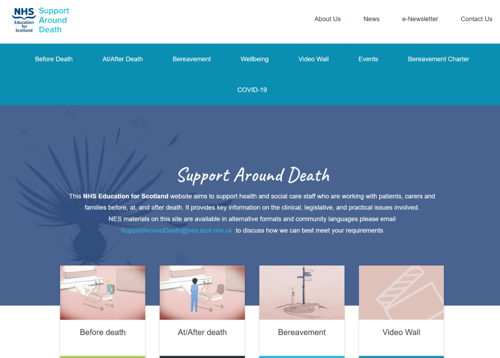 Support Around Death Website - Screenshot